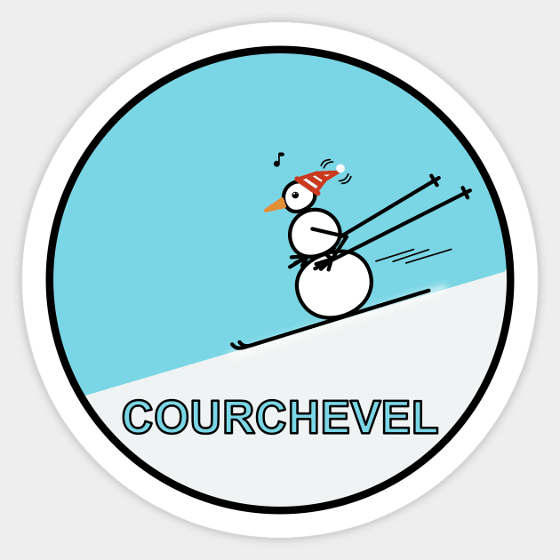 Frosty the Snowman skiing in Courchevel Sticker by Musings Home Decor